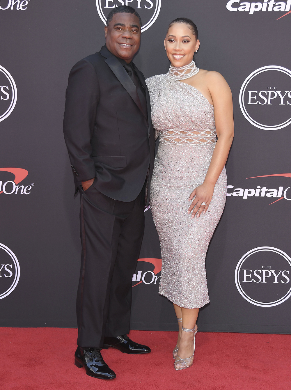 (L-R) Tracy Morgan and Megan Wollover arrives at The 2019 ESPYs held at the Microsoft Theater in Los Angeles, CA on Wednesday, July 10, 2019. (Photo By Sthanlee B. Mirador/Sipa USA)(Sipa via AP Images)