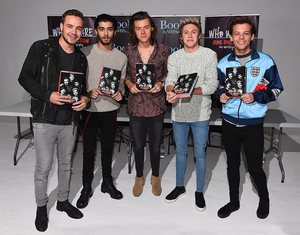 One Direction - Liam Payne, Zayn Malik, Harry Styles, Niall Horan and Louis Tomlinson holding copies of their autobiography 'One Direction: Who We Are''One Direction: Who We Are' autobiography book signing, London, Britain - 29 Oct 2014The World's biggest boy band One Direction took part in a top secret event on Wednesday to meet fans and sign copies of their new autobiography 'One Direction: Who We Are'.Tickets for the event sold out in less than a minute and those lucky enough to get one were asked to meet at a specific location before being driven by coaches to the top secret venue.Zayn, Niall, Harry, Liam and Louis recently revealed that the next 1D single will be called 'Night Changes' and is taken from their forthcoming album 'Four'.