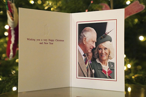 View of Britain's King Charles III and Camilla, the Queen Consort's 2022 Christmas card released on taken in front of a Christmas Tree, at Clarence House, London. The photograph of the Royals was taken at the Braemar Games on the Sept. 3, 2022 by Samir HusseinRoyals Christmas Card, London, United Kingdom - 11 Dec 2022